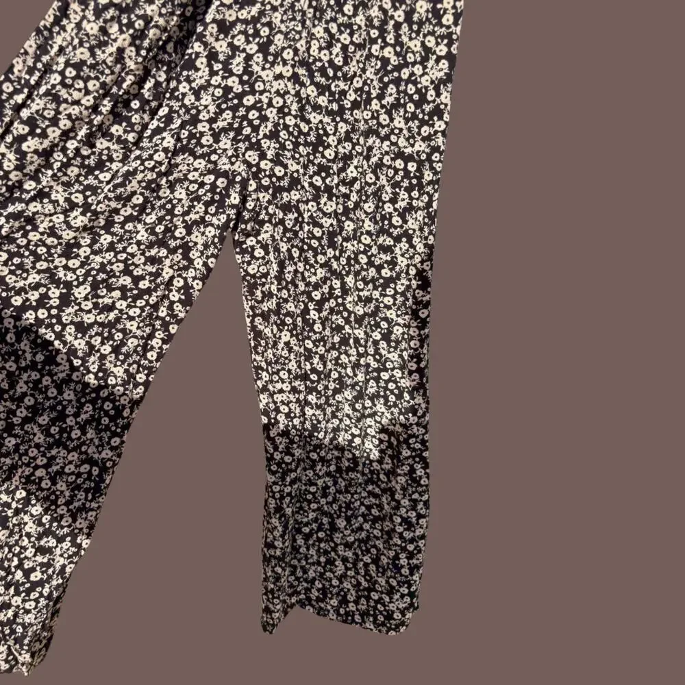 Free People Jumpsuit | Black Floral Tie Waist | Size S | Rayon